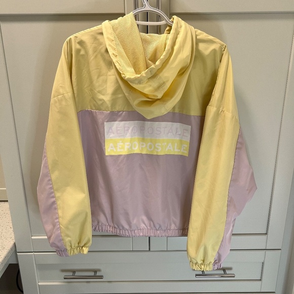 AEROPOSTALE Crop Large Women's Rain or Windbreaker Jacket Light Purple & Yellow - Picture 2 of 9